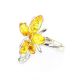 Bright Lemon Amber Floral Ring In Silver The Verbena, Ring Size: 9.5 / 19.5, image , picture 5