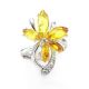 Bright Lemon Amber Floral Ring In Silver The Verbena, Ring Size: 9.5 / 19.5, image , picture 3