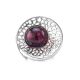 Bold Silver Adjustable Ring With Round Amber Center Stone The Venus, Ring Size: Adjustable, image , picture 2