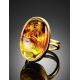 Amber With Insect Inclusion Ring In Gold Plated Silver The Clio, Ring Size: Adjustable, image , picture 2