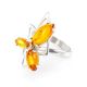 Bold Cognac Amber Ring In Silver The Pegasus, Ring Size: 8 / 18, image , picture 4