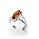 Stylish Silver Ring With Cognac Amber, Ring Size: 9.5 / 19.5, image , picture 3