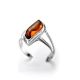 Stylish Silver Ring With Cognac Amber, Ring Size: 5.5 / 16, image , picture 3