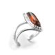 Stylish Silver Ring With Cognac Amber, Ring Size: 5.5 / 16, image , picture 4