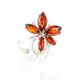 Cherry Amber In Silver Floral Ring The Verbena, Ring Size: 11 / 20.5, image , picture 2