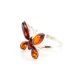 Silver Butterfly Ring With Amber Stones The April, Ring Size: 12 / 21.5, image , picture 5
