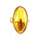 Amber Gold Plated Cocktail Ring With Inclusions The Clio, Ring Size: Adjustable, image , picture 3
