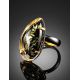 Gold Plated Cocktail Ring With Green Amber The Rialto, Ring Size: Adjustable, image , picture 2