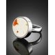 Designer Silver Adjustable Ring With White Amber, Ring Size: Adjustable, image , picture 2