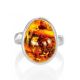 Sterling Silver Adjustable Ring With Bold Amber Stone, Ring Size: Adjustable, image , picture 3