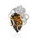 Bold Handcrafted Silver Floral Ring With Green Amber The Dew, Ring Size: Adjustable, image , picture 3