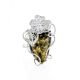 Gorgeous Silver Handcrafted Cocktail Ring With Green Amber The Dew, Ring Size: Adjustable, image , picture 3