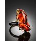 Handcrafted Gold Plated Cocktail Ring With Cognac Amber The Rialto, Ring Size: Adjustable, image , picture 2