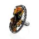 Adjustable Silver Cocktail Ring With Fabulous Green Amber Stone The Rialto, Ring Size: Adjustable, image , picture 4