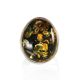 Bold Adjustable Ring With Green Amber In Silver The Glow, Ring Size: Adjustable, image , picture 3
