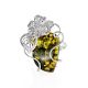 Bold Designer Green Amber Ring In Sterling Silver The Dew, Ring Size: Adjustable, image , picture 3