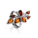Glossy Silver Floral Ring With Amber Stones The Verbena, Ring Size: 9.5 / 19.5, image , picture 3