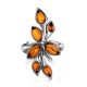 Glossy Silver Floral Ring With Amber Stones The Verbena, Ring Size: 13 / 22, image , picture 4