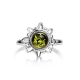 Sterling Silver Ring With Green Amber The Helios, Ring Size: 4 / 15, image , picture 3