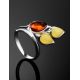 Multicolor Amber Floral Ring In Sterling Silver The Verbena, Ring Size: 10 / 20, image , picture 2