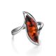 Refined Silver Ring With Cognac Amber, Ring Size: 5 / 15.5, image , picture 4