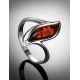 Refined Silver Ring With Cognac Amber, Ring Size: 5.5 / 16, image , picture 2