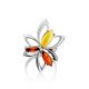 Bright Silver Floral Ring With Multicolor Amber Stones The Verbena, Ring Size: 13 / 22, image , picture 5