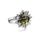 Очаровательное кольцо из серебра и янтаря зелёного цвета «Астра» 16.5, Ring Size: 10 / 20, image , picture 4
