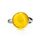 Refined Silver Ring With Ball Shaped Yellow Amber Stone The Paris, Ring Size: Adjustable, image , picture 4
