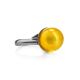 Refined Silver Ring With Ball Shaped Yellow Amber Stone The Paris, Ring Size: Adjustable, image , picture 3