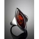 Ultra Modern Silver Ring With Amber Center Stone The Taurus, Ring Size: 9 / 19, image , picture 2
