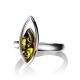 Лёгкое изящное кольцо из серебра и зелёного янтаря «Акация» 16, Ring Size: 13 / 22, image , picture 3