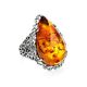 Cognac Amber Cocktail Ring In Sterling Silver The Luxor, Ring Size: 11 / 20.5, image , picture 3
