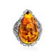 Cognac Amber Cocktail Ring In Sterling Silver The Luxor, Ring Size: 11 / 20.5, image , picture 6