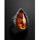 Cognac Amber Cocktail Ring In Sterling Silver The Luxor, Ring Size: 6 / 16.5, image , picture 2