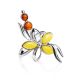 Silver Floral Ring With Multicolor Amber Stones The Verbena, Ring Size: 9.5 / 19.5, image , picture 4