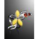 Silver Floral Ring With Multicolor Amber Stones The Verbena, Ring Size: 9.5 / 19.5, image , picture 2