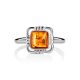 Refined Sterling Silver Ring With Amber Center Stone The Lisbon, Ring Size: 5 / 15.5, image , picture 3