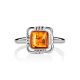 Refined Sterling Silver Ring With Amber Center Stone The Lisbon, Ring Size: 11.5 / 21, image , picture 3