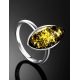 Silver Adjustable Ring With Leaf Cut Amber The Amaranth, Ring Size: Adjustable, image , picture 2