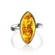 Stylish Silver Adjustable Ring With Luminous Lemon Amber The Amaranth, Ring Size: Adjustable, image , picture 3