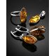 Stylish Silver Adjustable Ring With Luminous Lemon Amber The Amaranth, Ring Size: Adjustable, image , picture 5