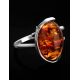 Sterling Silver Adjustable Ring With Bright Amber Stone The Vivaldi, Ring Size: Adjustable, image , picture 3