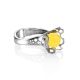 Stylish Silver Perforate Ring With Amber The Geneva, Ring Size: 6.5 / 17, image , picture 3