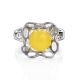 Stylish Silver Perforate Ring With Amber The Geneva, Ring Size: 6 / 16.5, image , picture 4
