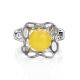 Stylish Silver Perforate Ring With Amber The Geneva, Ring Size: 6.5 / 17, image , picture 4