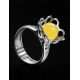 Stylish Silver Perforate Ring With Amber The Geneva, Ring Size: 6.5 / 17, image , picture 2