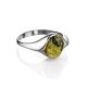 Кольцо «Суламита» из серебра с натуральным зелёным янтарём 15.5, Ring Size: 9.5 / 19.5, image , picture 3