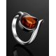Silver Ring With Cognac Amber The Fiori, Ring Size: 13 / 22, image , picture 2