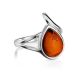 Silver Ring With Cognac Amber The Fiori, Ring Size: 8 / 18, image , picture 6